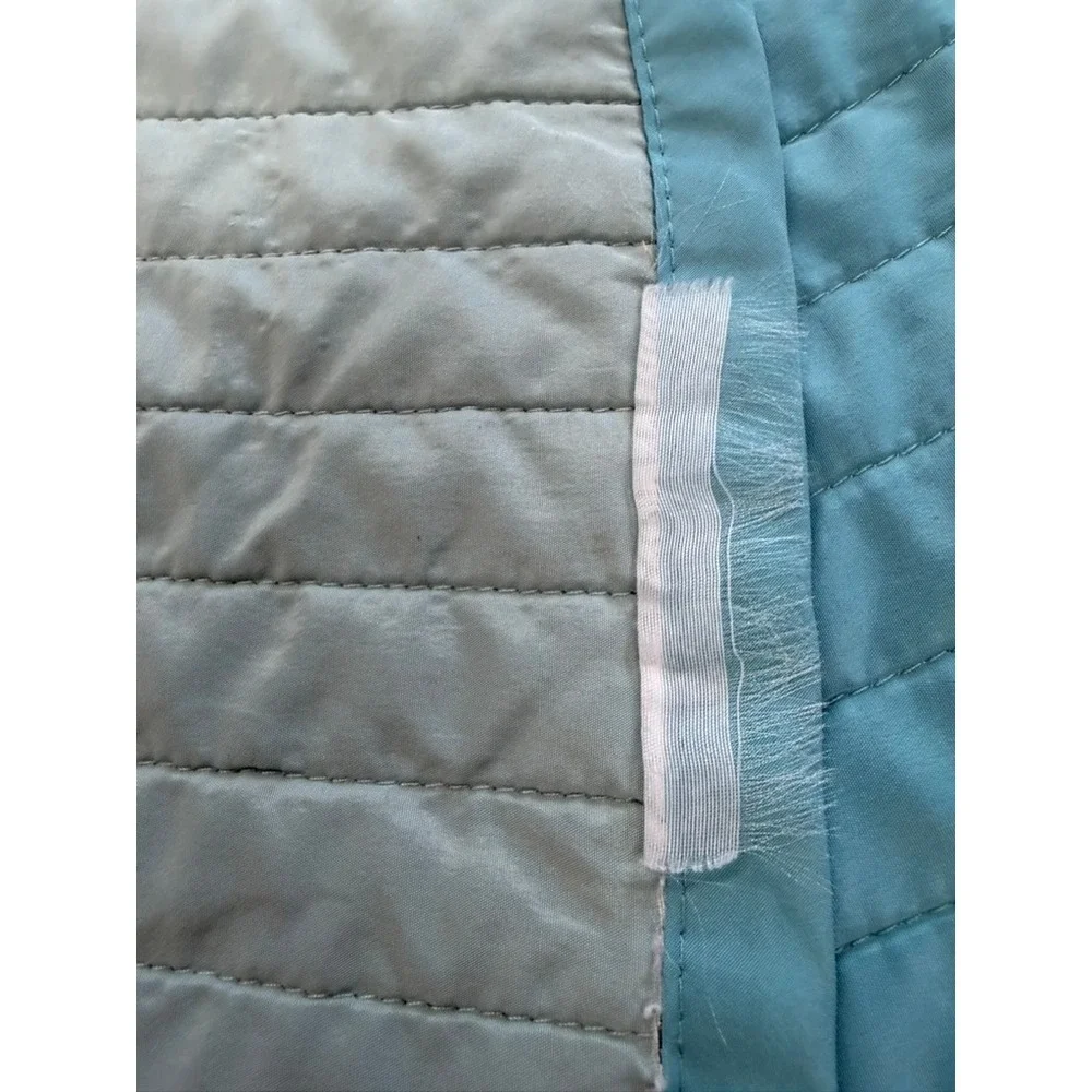 2 Pc Set Blue Channel Quilted Lightweight Coverlet Reversible 106x94 & Sham